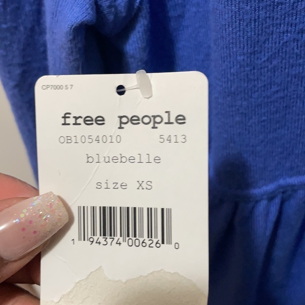 Free People Forever Your Girl Babydoll Blue Top - Picture 10 of 13
